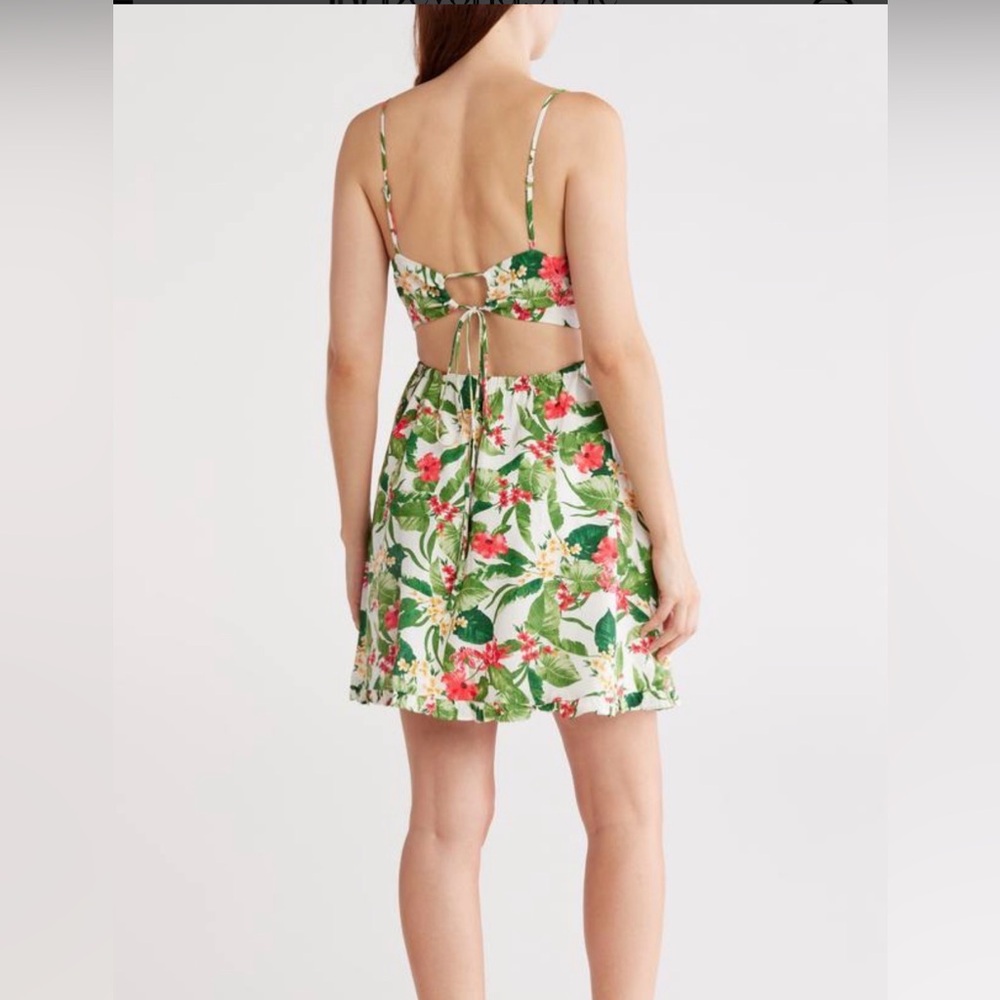 Wayf Floral Green and Red Dress - Picture 2 of 8